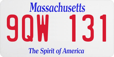 MA license plate 9QW131