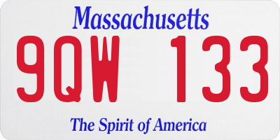 MA license plate 9QW133