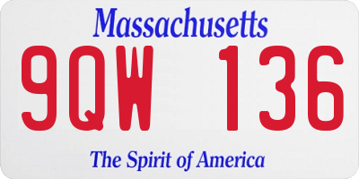 MA license plate 9QW136