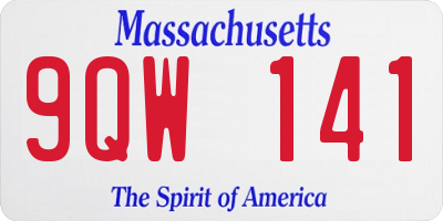 MA license plate 9QW141