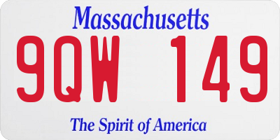 MA license plate 9QW149