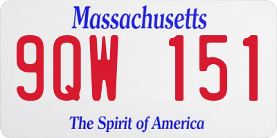 MA license plate 9QW151