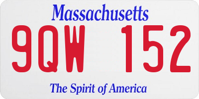 MA license plate 9QW152