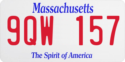 MA license plate 9QW157