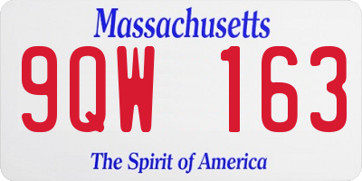 MA license plate 9QW163