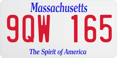MA license plate 9QW165