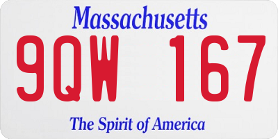 MA license plate 9QW167