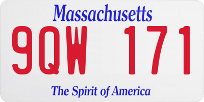 MA license plate 9QW171