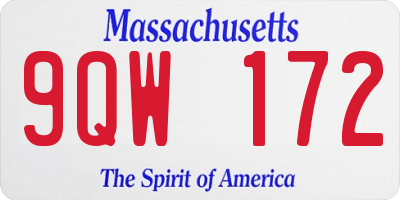 MA license plate 9QW172