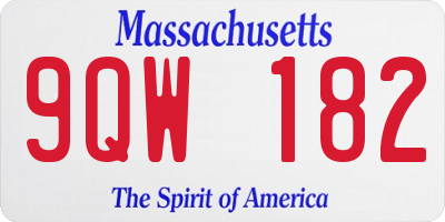 MA license plate 9QW182