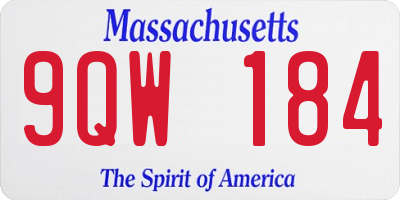 MA license plate 9QW184