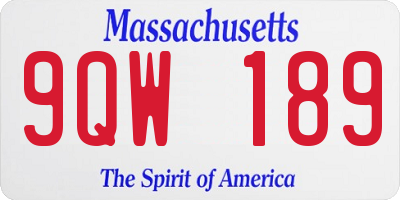 MA license plate 9QW189