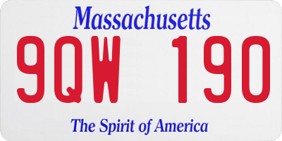MA license plate 9QW190