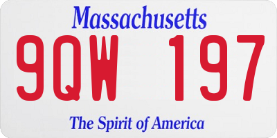 MA license plate 9QW197