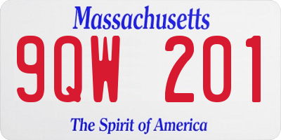 MA license plate 9QW201