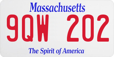 MA license plate 9QW202
