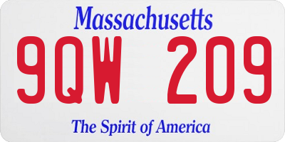 MA license plate 9QW209