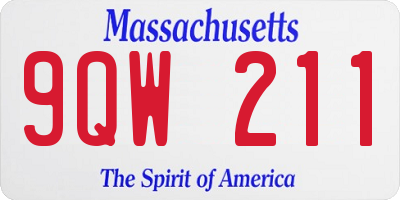 MA license plate 9QW211