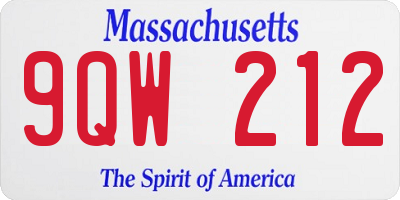 MA license plate 9QW212