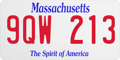 MA license plate 9QW213