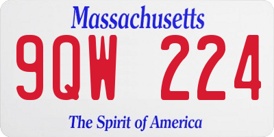MA license plate 9QW224