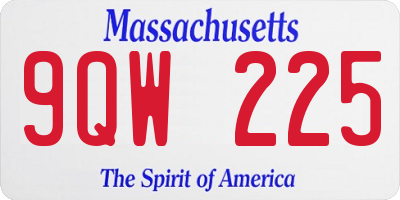 MA license plate 9QW225