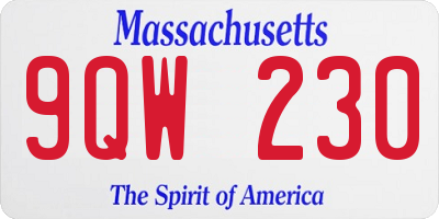 MA license plate 9QW230