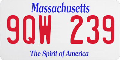 MA license plate 9QW239