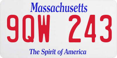 MA license plate 9QW243
