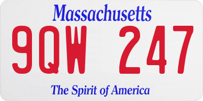 MA license plate 9QW247