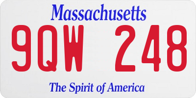 MA license plate 9QW248