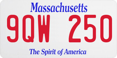 MA license plate 9QW250