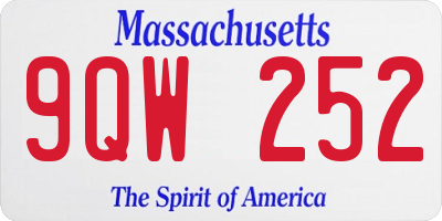 MA license plate 9QW252