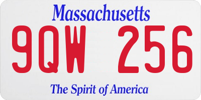 MA license plate 9QW256