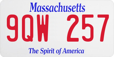 MA license plate 9QW257