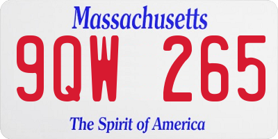 MA license plate 9QW265