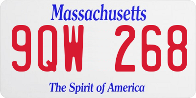 MA license plate 9QW268