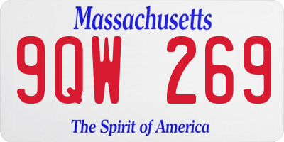 MA license plate 9QW269