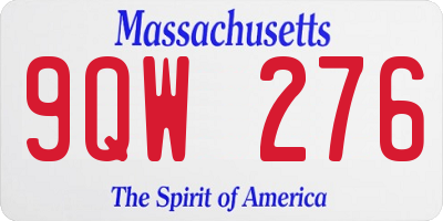 MA license plate 9QW276