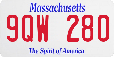MA license plate 9QW280