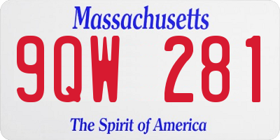 MA license plate 9QW281