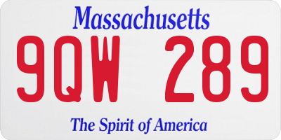 MA license plate 9QW289