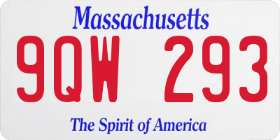 MA license plate 9QW293