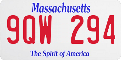 MA license plate 9QW294