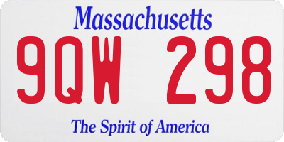 MA license plate 9QW298