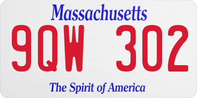 MA license plate 9QW302