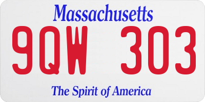 MA license plate 9QW303
