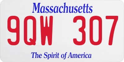 MA license plate 9QW307