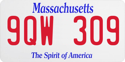 MA license plate 9QW309