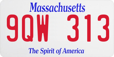 MA license plate 9QW313